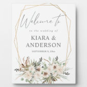 Boho Eukalyptus, Palm Beige Blumen Willkommensplat Fotoplatte (Vorderseite)
