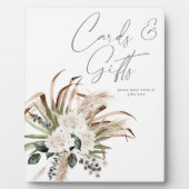 Boho Eukalyptus Pampas Beige Blumenkarten Geschenk Fotoplatte (Vorderseite)