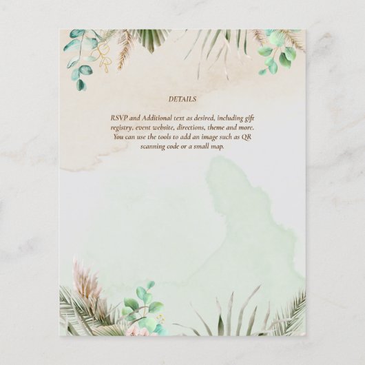 BOHO Eukalyptus Pampas Grass Greenerity Wedding Flyer (Hinten)