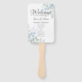 Boho-Eukalyptus-Staubblau-Hochzeitsprogramm Fächer (Vorderseite)