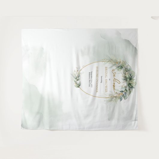 Boho eukalyptus und Gold-Brautparty-Hintergrund Wandteppich (Vorderseite (Horizontal))