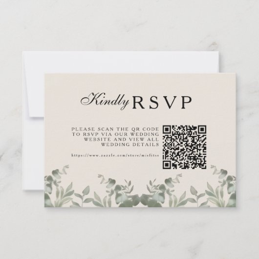 Boho Eukalyptusblätter Hochzeit RSVP Karte (Vorderseite)