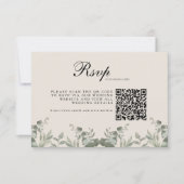 Boho Eukalyptusblätter mit QR-Code Hochzeit RSVP Karte (Vorderseite)