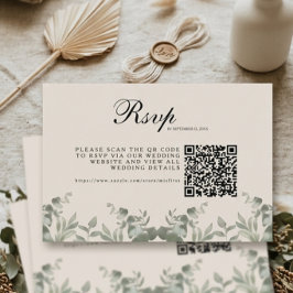 Boho Eukalyptusblätter mit QR-Code Hochzeit RSVP Karte