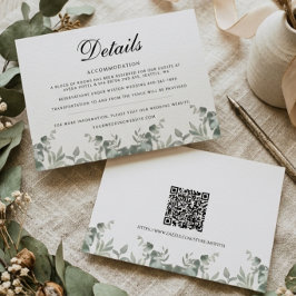 Boho-Eukalyptusblätter mit QR-Code Hochzeitsdetail Mitteilungskarte