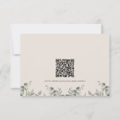 Boho-Eukalyptusblätter mit QR-Code Hochzeitsdetail Mitteilungskarte (Rückseite)