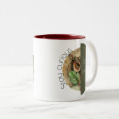 Boho-Eule „Bleib wach“ Kunst Zweifarbige Tasse (VorderseiteRechts)