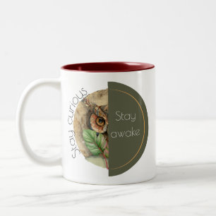 Boho-Eule „Bleib wach“ Kunst Zweifarbige Tasse