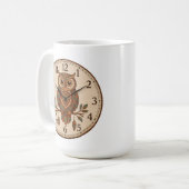 Boho-Eule Große Wanduhr Kaffeetasse (Vorderseite Links)
