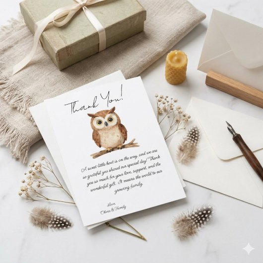 Boho-Eule-Wald-Baby-Party-Dankeskarten Dankeskarte