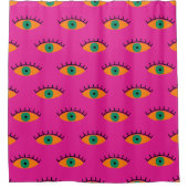 BOHO Evil Eye Pattern Funky Fuchsia Fun Duschvorhang (Vorderseite)