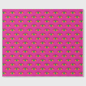 BOHO Evil Eye Pattern Funky Fuchsia Fun Geschenkpapier (Flach)