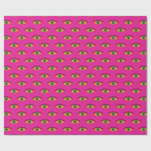BOHO Evil Eye Pattern Funky Fuchsia Fun Geschenkpapier (Flach)