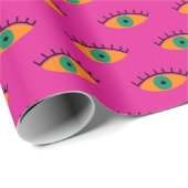 BOHO Evil Eye Pattern Funky Fuchsia Fun Geschenkpapier (Rolleneckpunkt)