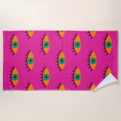 BOHO Evil Eye Pattern Funky Fuchsia Fun Strandtuch (Vorderseite)