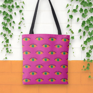 BOHO Evil Eye Pattern Funky Fuchsia Fun Tasche