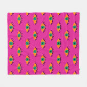 BOHO Evil Eye Pattern Funky Hot Pink Fleecedecke (Vorderseite (Horizontal))