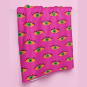 BOHO Evil Eye Pattern Funky Hot Pink Fleecedecke