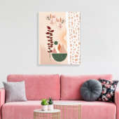 Boho Faces – Moderne abstrakte Wandkunst in warmen Leinwanddruck (Insitu (Wohnzimmer))