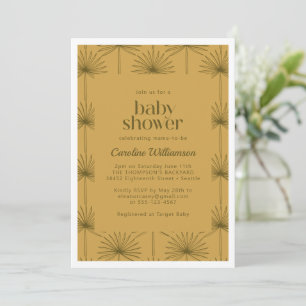 Boho-Fächerpalmenblatt Botanisches Senf-Baby-Showe Einladung