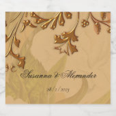 Boho Faded Peonies and Gold Wedding Schaumweinetikett (Einzelnes Label)