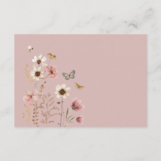 Boho Fairy Blush Wildblume Diaper Raffle Begleitkarte (Rückseite)