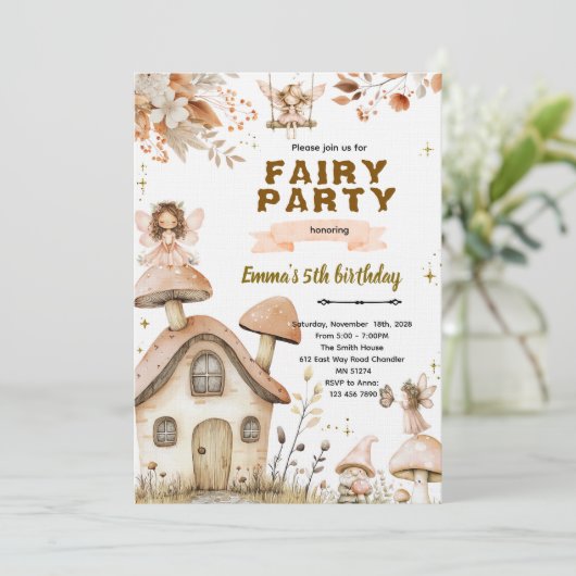 Boho fairy enchanted party invitation einladung (Stehend Vorderseite)