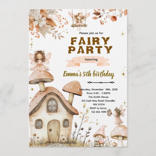 Boho fairy enchanted party invitation einladung (Vorderseite)