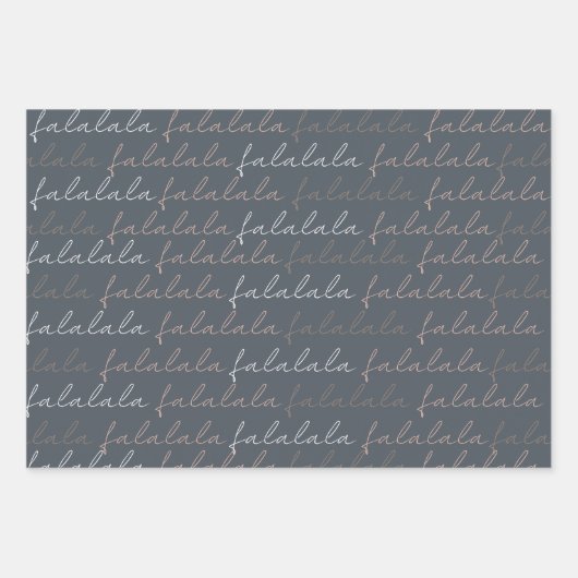 Boho Falala Papierblätter zum grauen und rosa Wrap Geschenkpapier Set (Vorderseite)