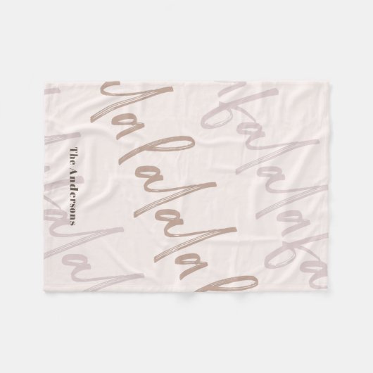 Boho Falala Script Pink & Brown Fleecedecke (Vorderseite (Horizontal))