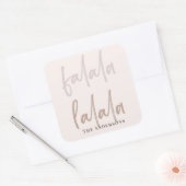 Boho Falala Script Pink & Brown Holiday Quadratischer Aufkleber (Umschlag)