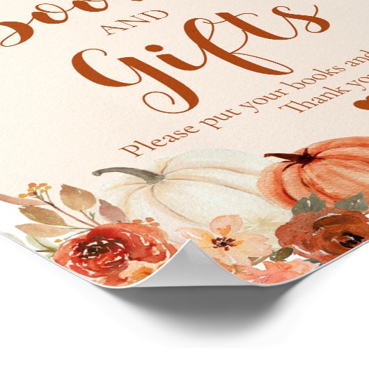 Boho Fall A Little Pumpkin Herbst Bücher und Gesch Poster (Ecke)