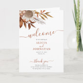 Boho fall Aquarell Terracotta Hochzeit Programm (Vorderseite)