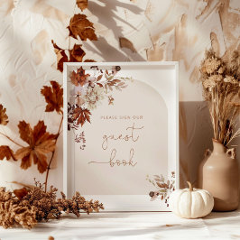 Boho fall arch Guest book Poster
