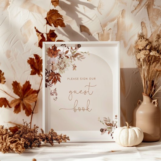 Boho fall arch Guest book Poster