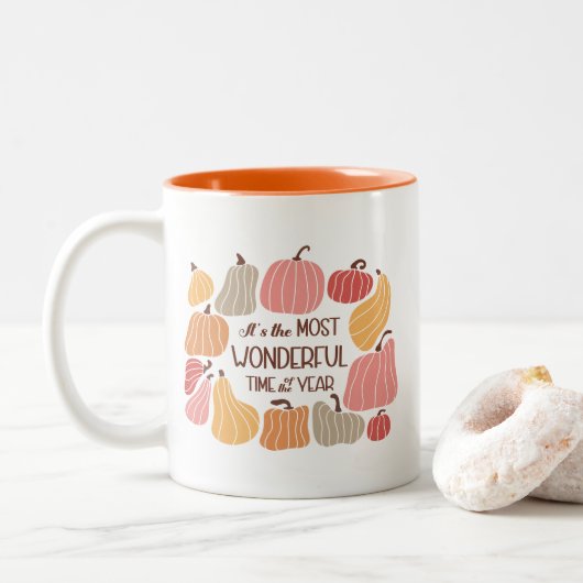 Boho Fall Autumn Zitat Zweifarbige Tasse (Mit Donut)