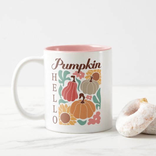 Boho Fall Autumn Zitat Zweifarbige Tasse (Mit Donut)