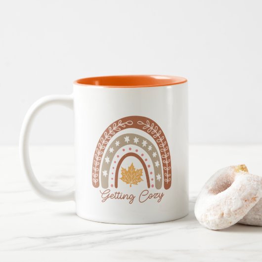 Boho Fall Autumn Zitat Zweifarbige Tasse (Mit Donut)