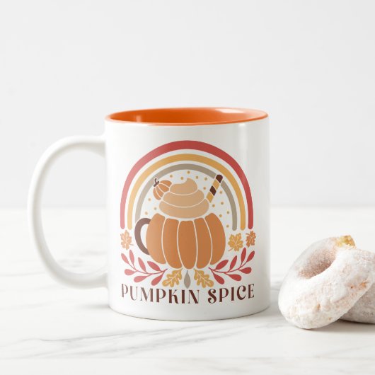 Boho Fall Autumn Zitat Zweifarbige Tasse (Mit Donut)