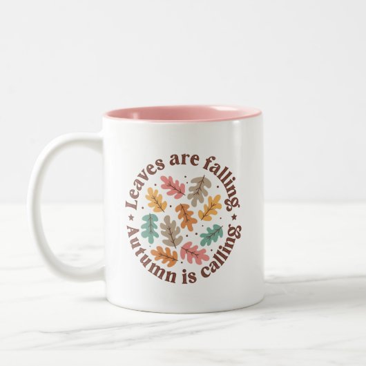 Boho Fall Autumn Zitat Zweifarbige Tasse (Links)