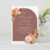 Boho Fall Baby Dusche ein wenig Pumpkin Einladung (Stehend Vorderseite)