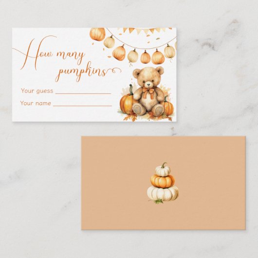 Boho Fall Baby Dusche Spiel schätzen, wie viele Kü Begleitkarte (Vorne/Hinten)