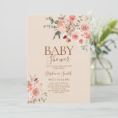 Boho fall Baby Shower Girl Einladung (Stehend Vorderseite)