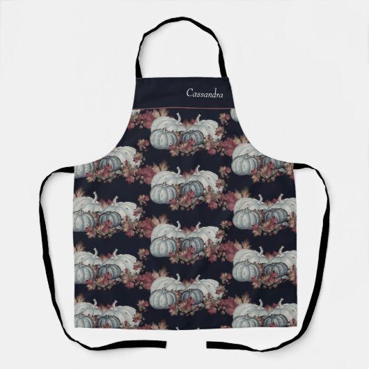 Boho Fall Blue Navy Wasserfarbe Pumpkin Herbst Schürze (Vorderseite)