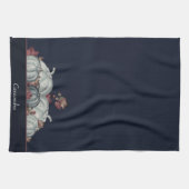 Boho Fall Blue White Wassercolor Pumpkin Autumn Geschirrtuch (Horizontal)