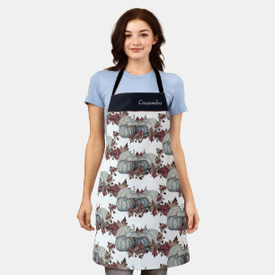 Boho Fall Blue White Wassercolor Pumpkin Autumn Schürze