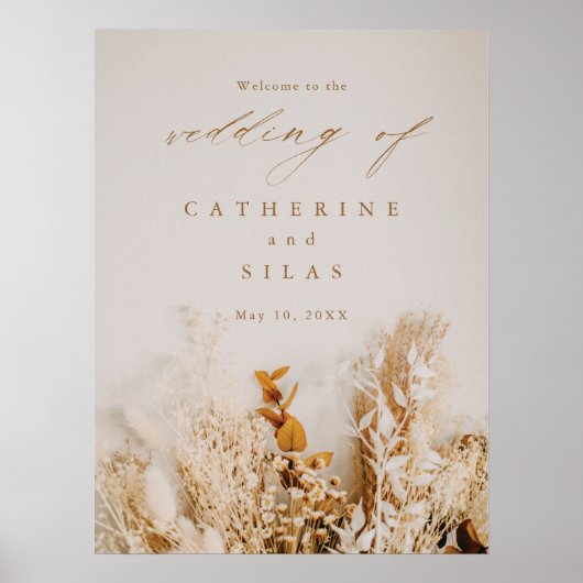 Boho Fall Blume Begrüßungszeichen Poster (Vorne)