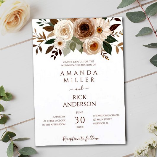 Boho Fall Blume Earthy Terracotta Rust Wedding Einladung