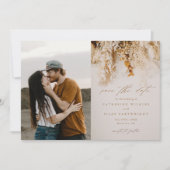 Boho Fall Blume Foto Wedding Save The Date (Vorderseite)