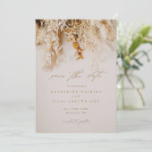Boho Fall Blume Foto Wedding Save The Date (Stehend Vorderseite)